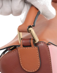 Pre-Loved Puzzle Handbag Colorblock Leather Small with Gold Hardware, Tan, Brown, and Pink