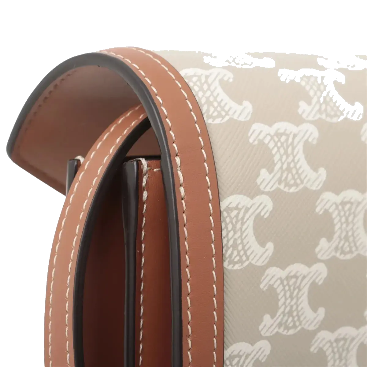 Pre-Loved Triomphe Wallet on Chain Crossbody Bag Triomphe Canvas with Gold Hardware, Beige and Tan