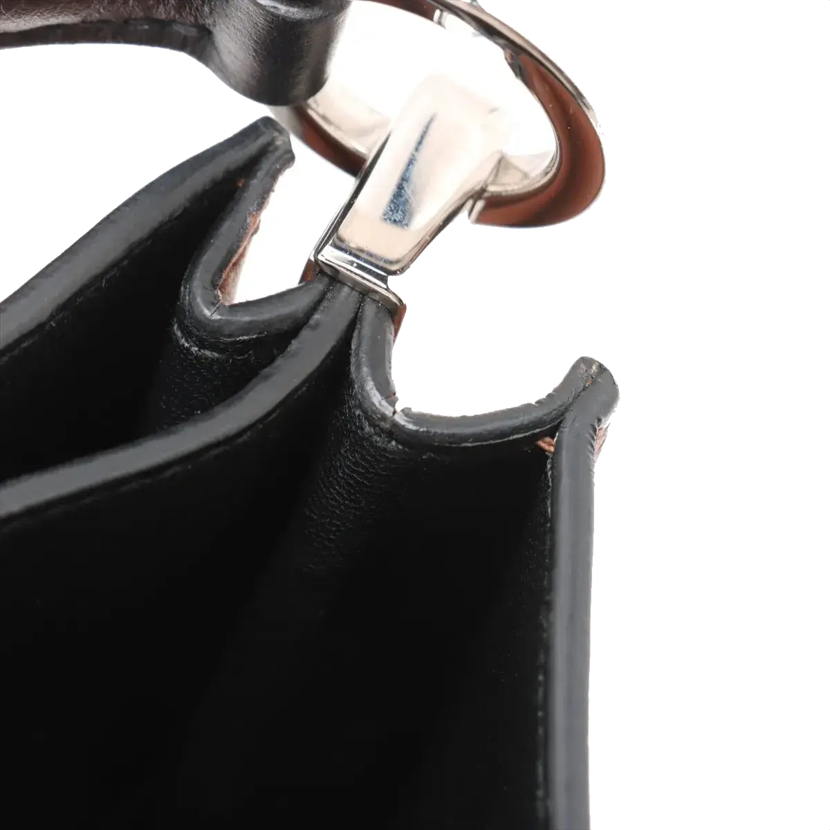 Pre-Loved Margit Handbag Leather Small with Silver Hardware, Brown