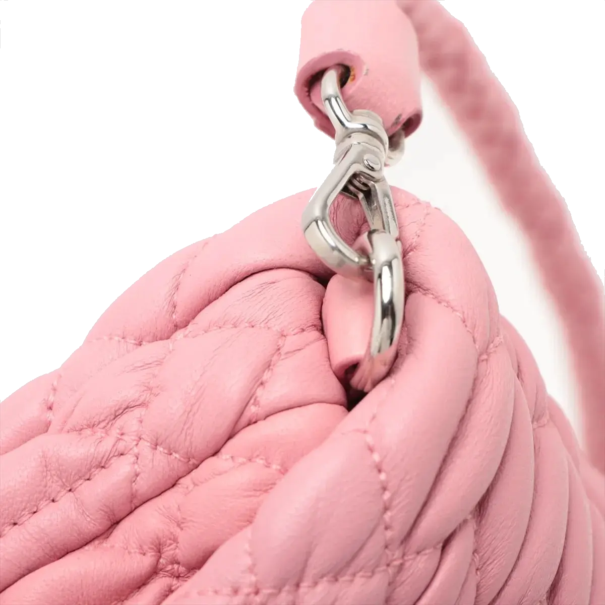 Pre-Loved Matelassé Crystal Cloquè Shoulder Bag Quilted Leather with Silver Hardware, Pink
