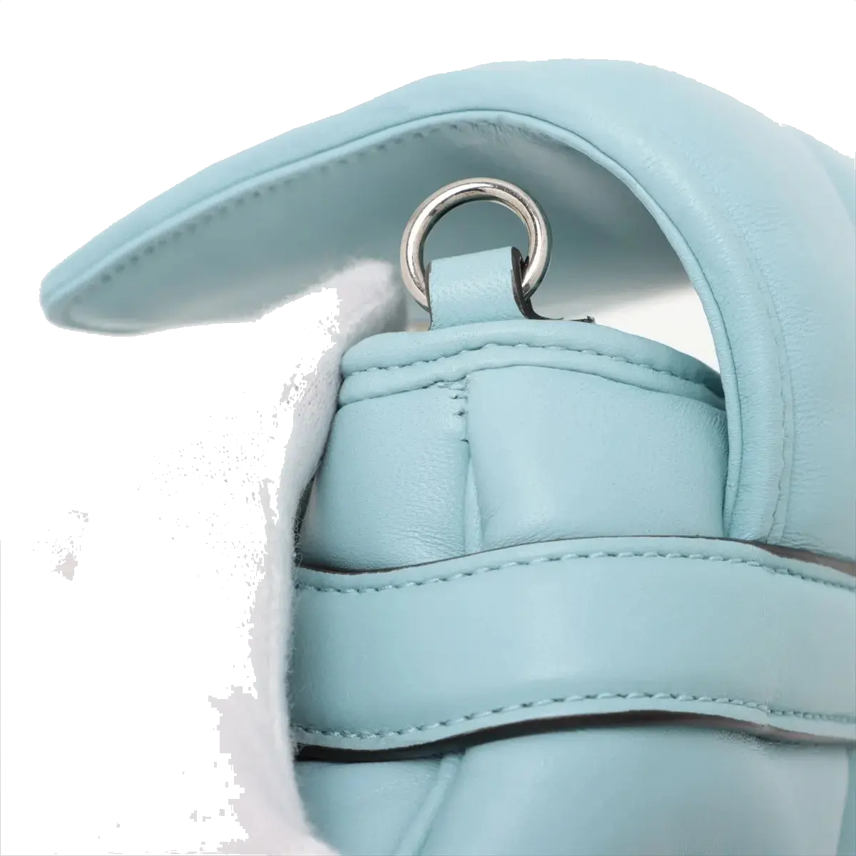Pre-Loved Horsebit Chain Shoulder Bag Quilted Leather Small with Silver Hardware, Light Blue