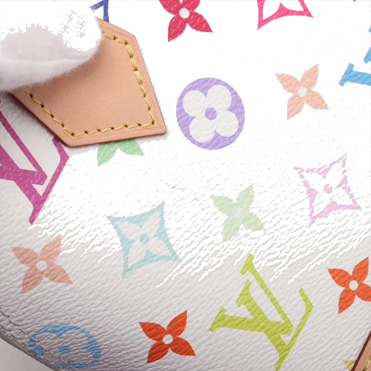 Pre-Loved Alma BB Handbag Monogram Coated Canvas BB with Gold Hardware, White Multicolore