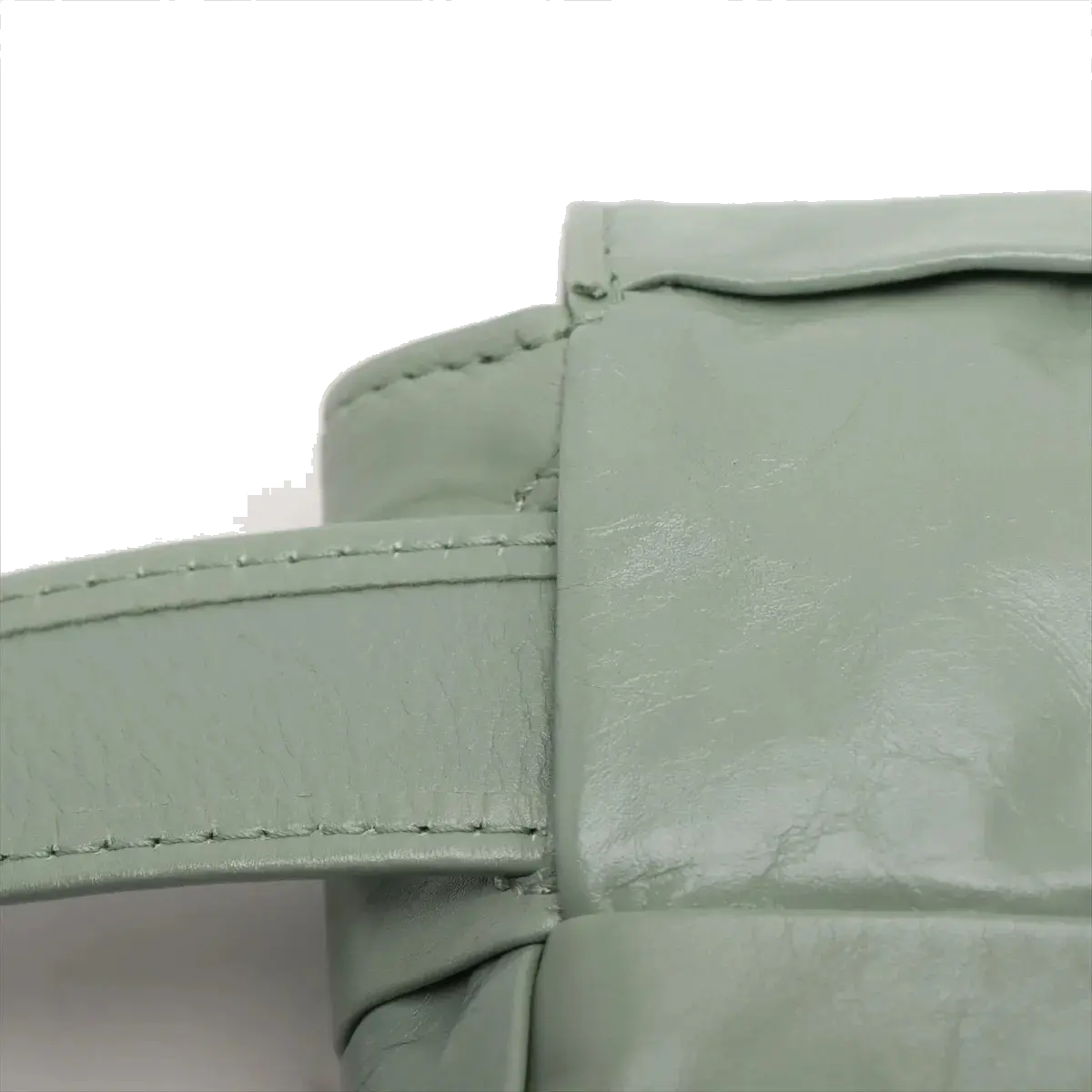 Pre-Loved Cassette Crossbody Bag Intrecciato Leather Mini with Silver Hardware, Sage Green