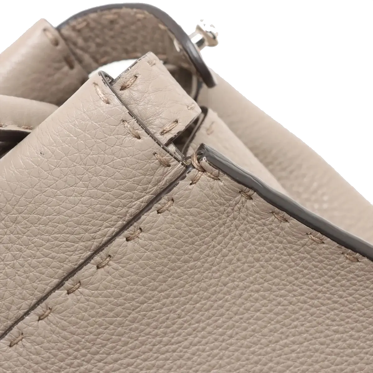 Pre-Loved Peekaboo Selleria Handbag Leather with Silver Hardware, Taupe