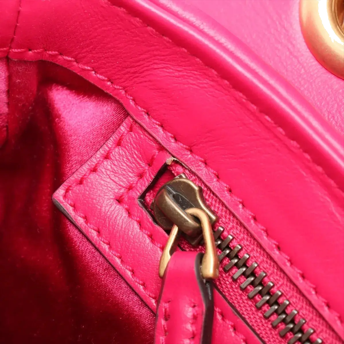 Pre-Loved GG Marmont Shoulder Bag Quilted Velvet Small with Aged Gold Hardware, Pink