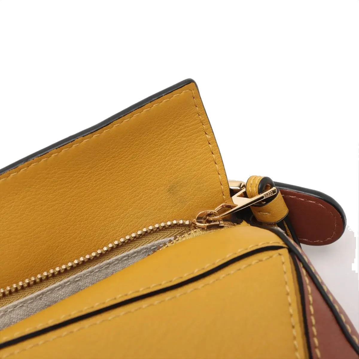 Pre-Loved Puzzle Handbag Leather Mini with Gold Hardware, Yellow, Tan, Cream