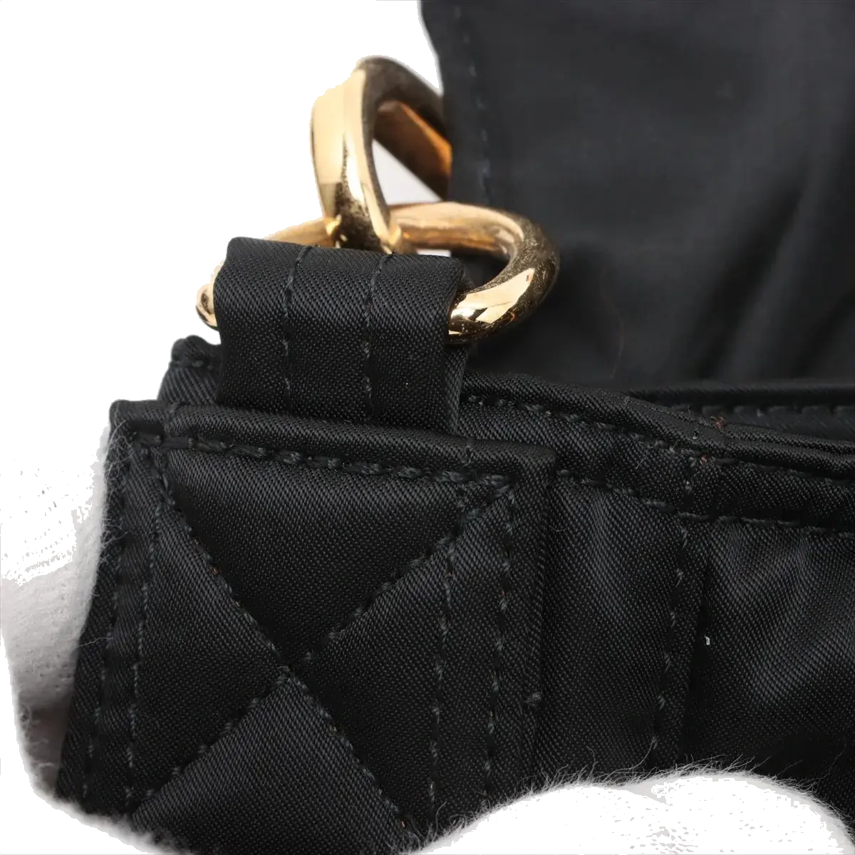 Pre-Loved Mamma Baguette (Fendi x Porter) Shoulder Bag Nylon Large with Gold Hardware, Black