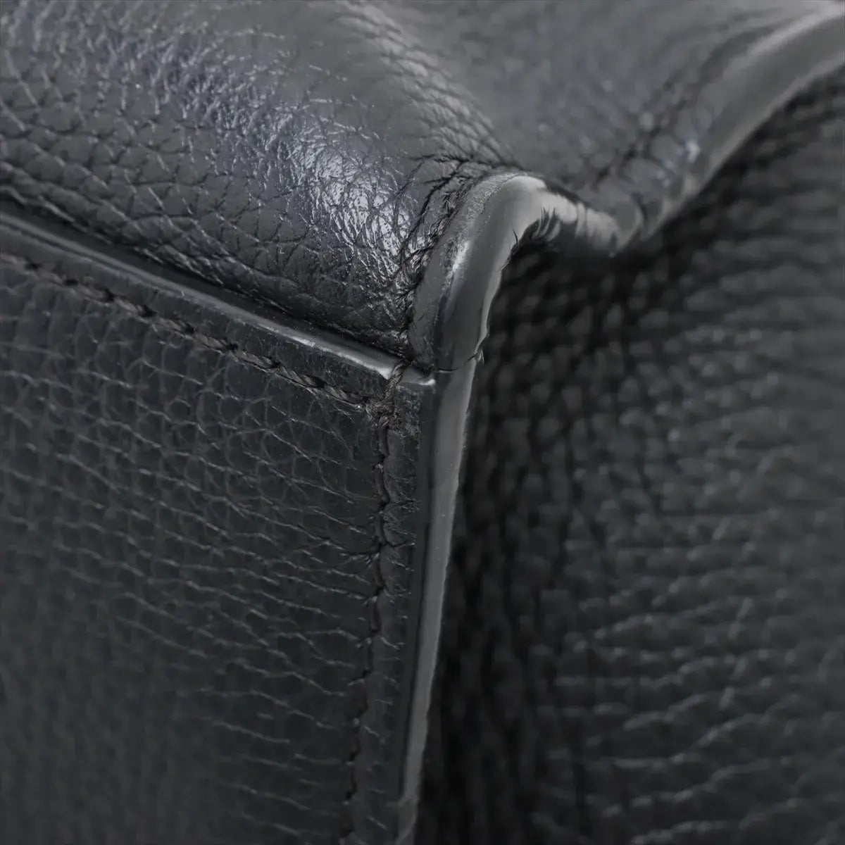 Pre-Loved Big Bag Tote Leather Small with Silver Hardware, Black
