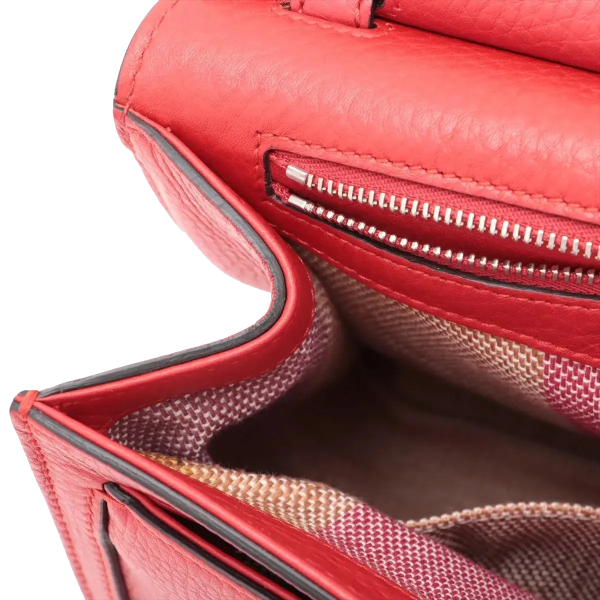 Pre-Loved Bamboo Daily Flap Crossbody Bag Leather with Silver Hardware, Red