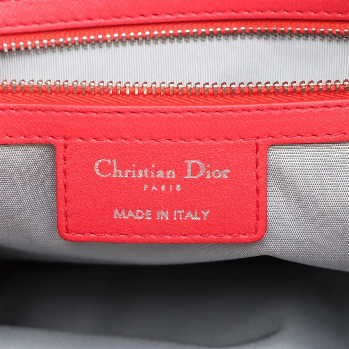Pre-Loved Lady Dior Soft Shopping Tote Cannage Leather Large with Silver Hardware, Red