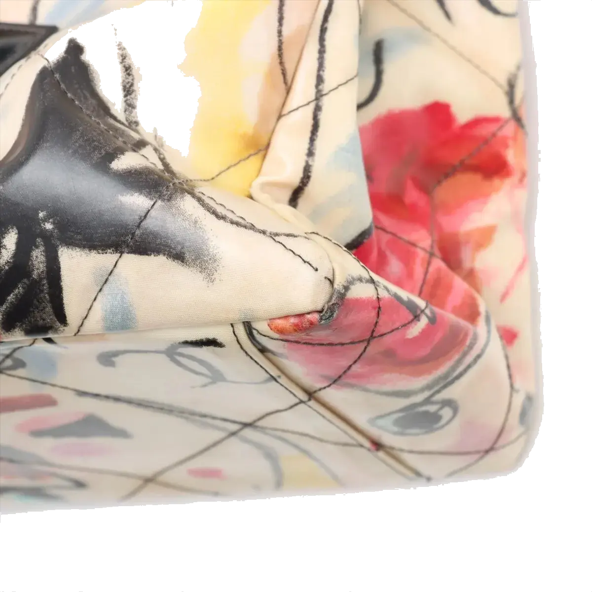 Pre-Loved Graffiti CC Tote Tote Quilted Coated Canvas with Gold Hardware, Multicolor