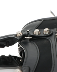 Pre-Loved Classic City Handbag Canvas Plain Mini with Silver Hardware, Black
