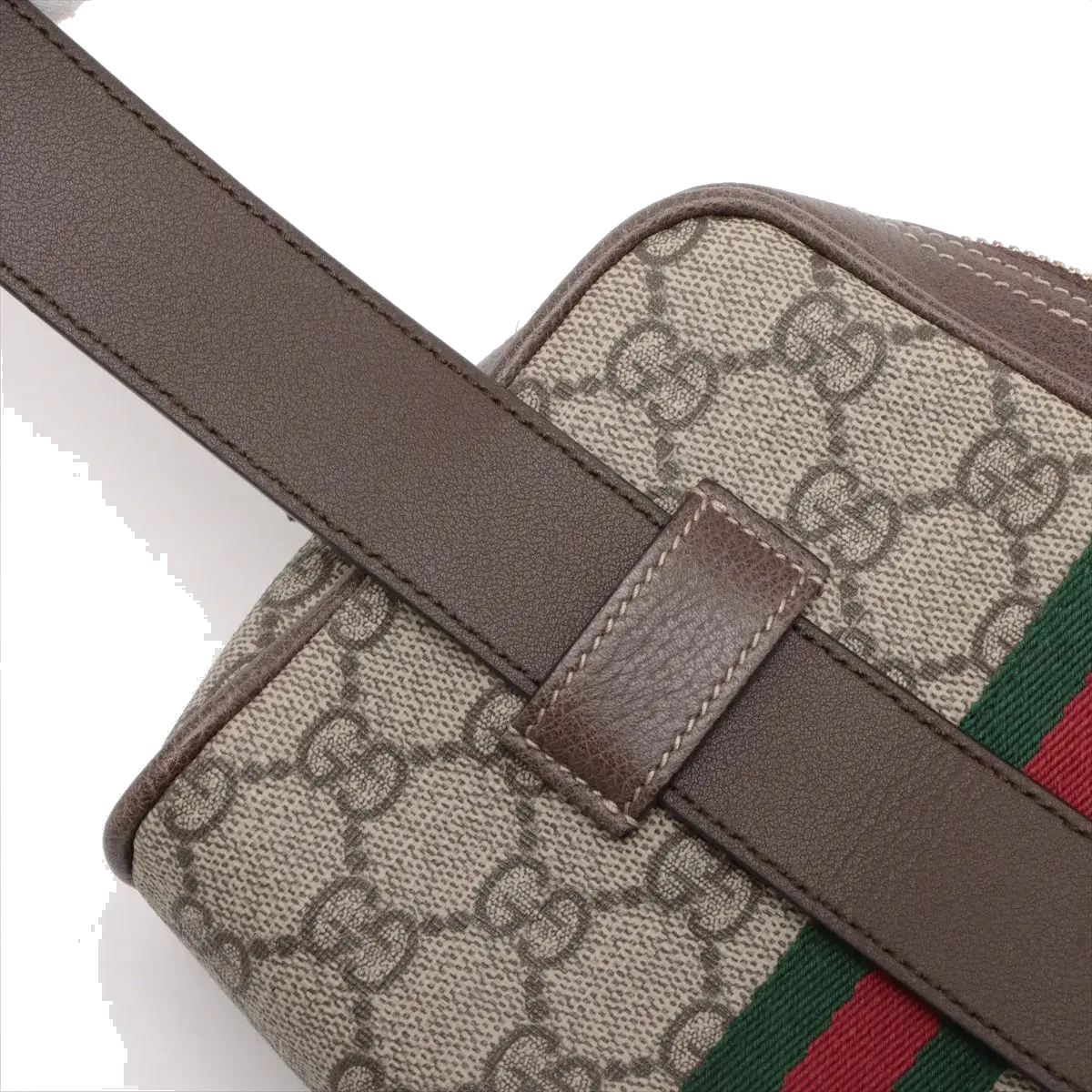 Pre-Loved Ophidia Belt Bag Monogram Coated Canvas Small with Gold Hardware, Beige Ebony