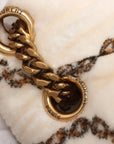 Pre-Loved Loulou Puffer Shoulder Bag Quilted Velvet Small with Aged Gold Hardware, Ivory Multicolor