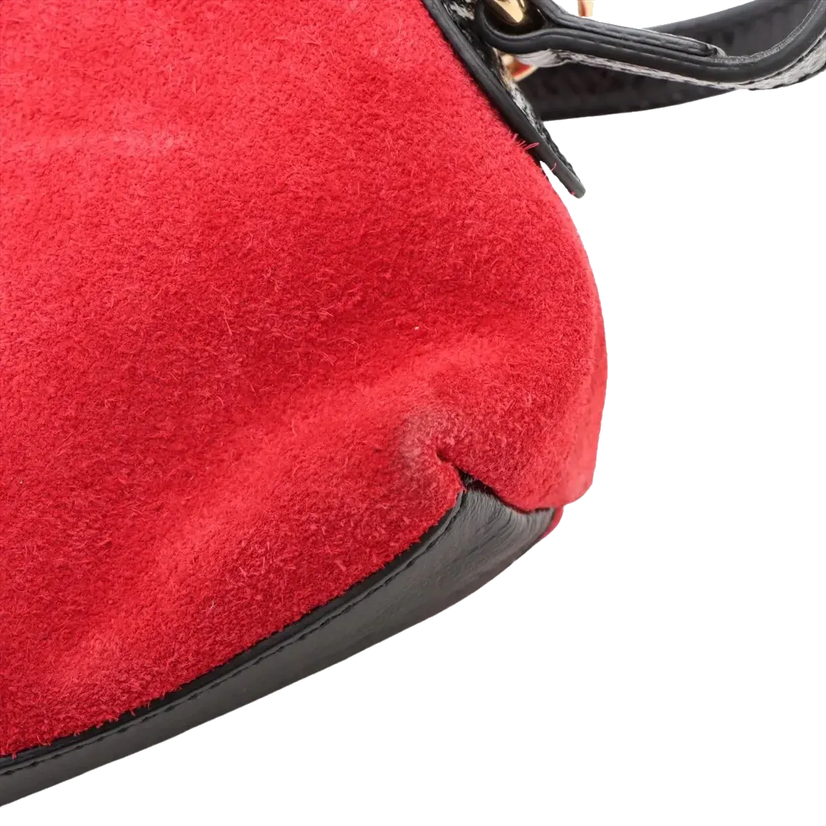 Pre-Loved Ophidia Crossbody Bag Suede Small with Gold Hardware, Red