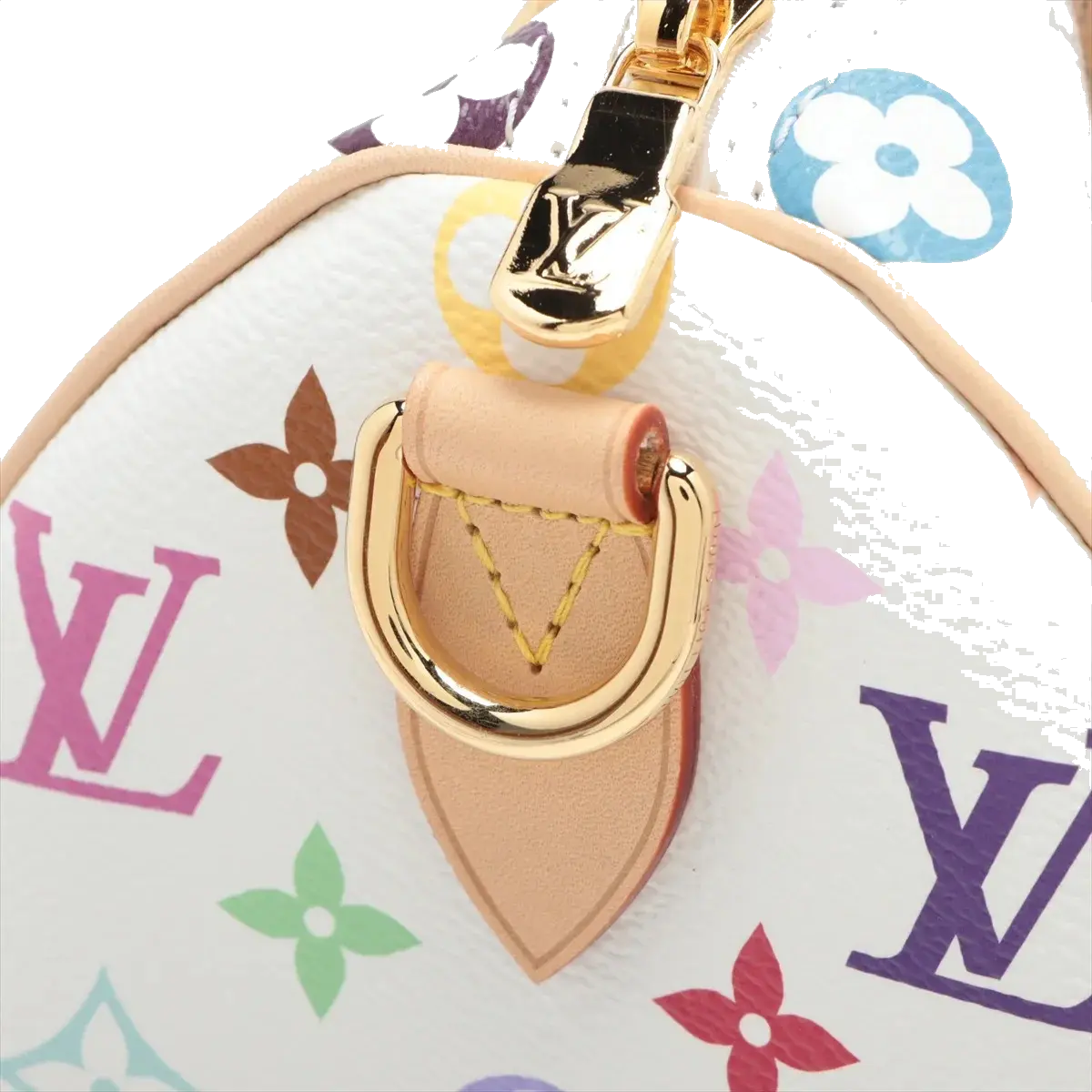 Pre-Loved Speedy Bandoulière Handbag Monogram Multicolore Coated Canvas 25 with Gold Hardware, White Multicolor