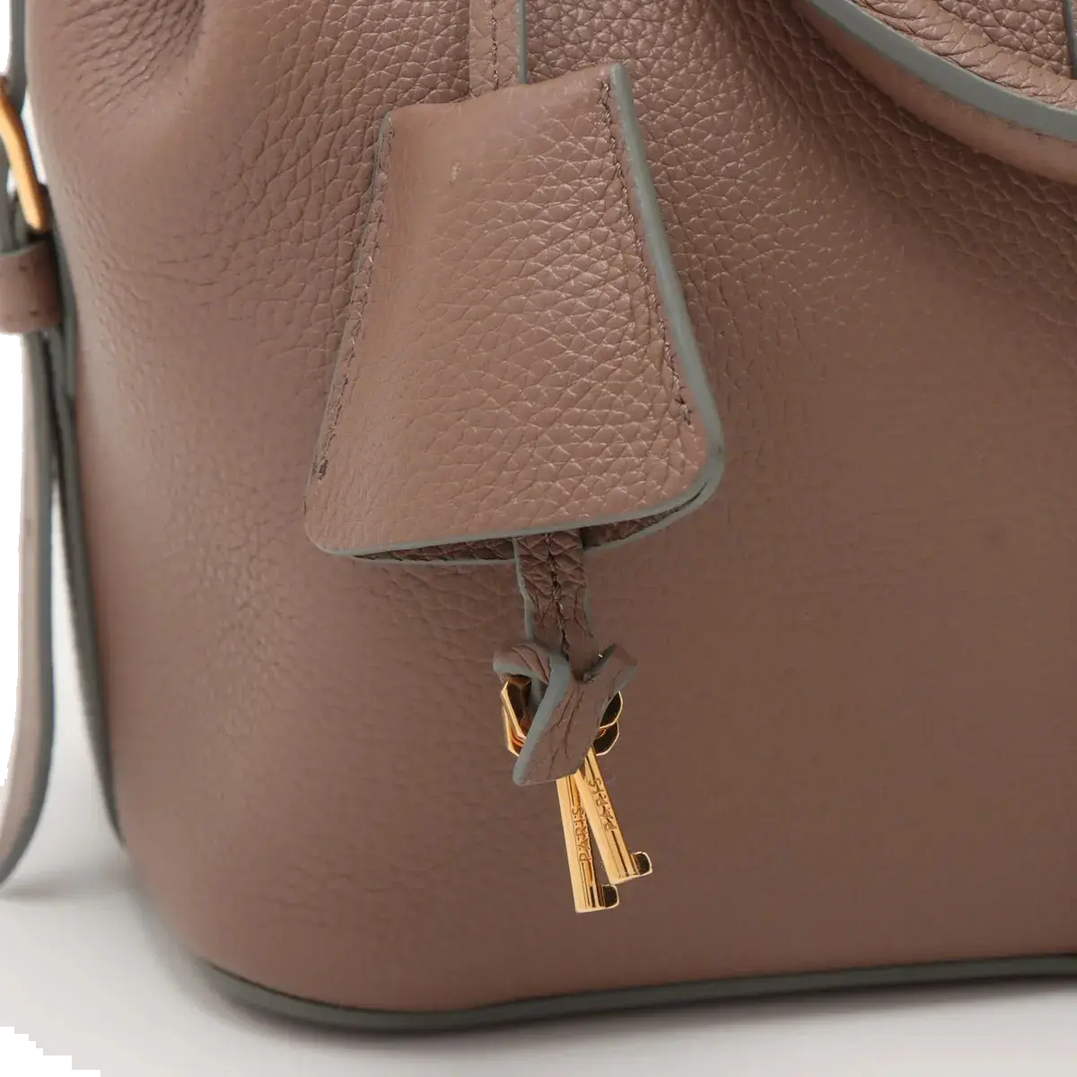 Pre-Loved Cabas Handbag Leather Small with Gold Hardware, Taupe