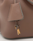 Pre-Loved Cabas Handbag Leather Small with Gold Hardware, Taupe