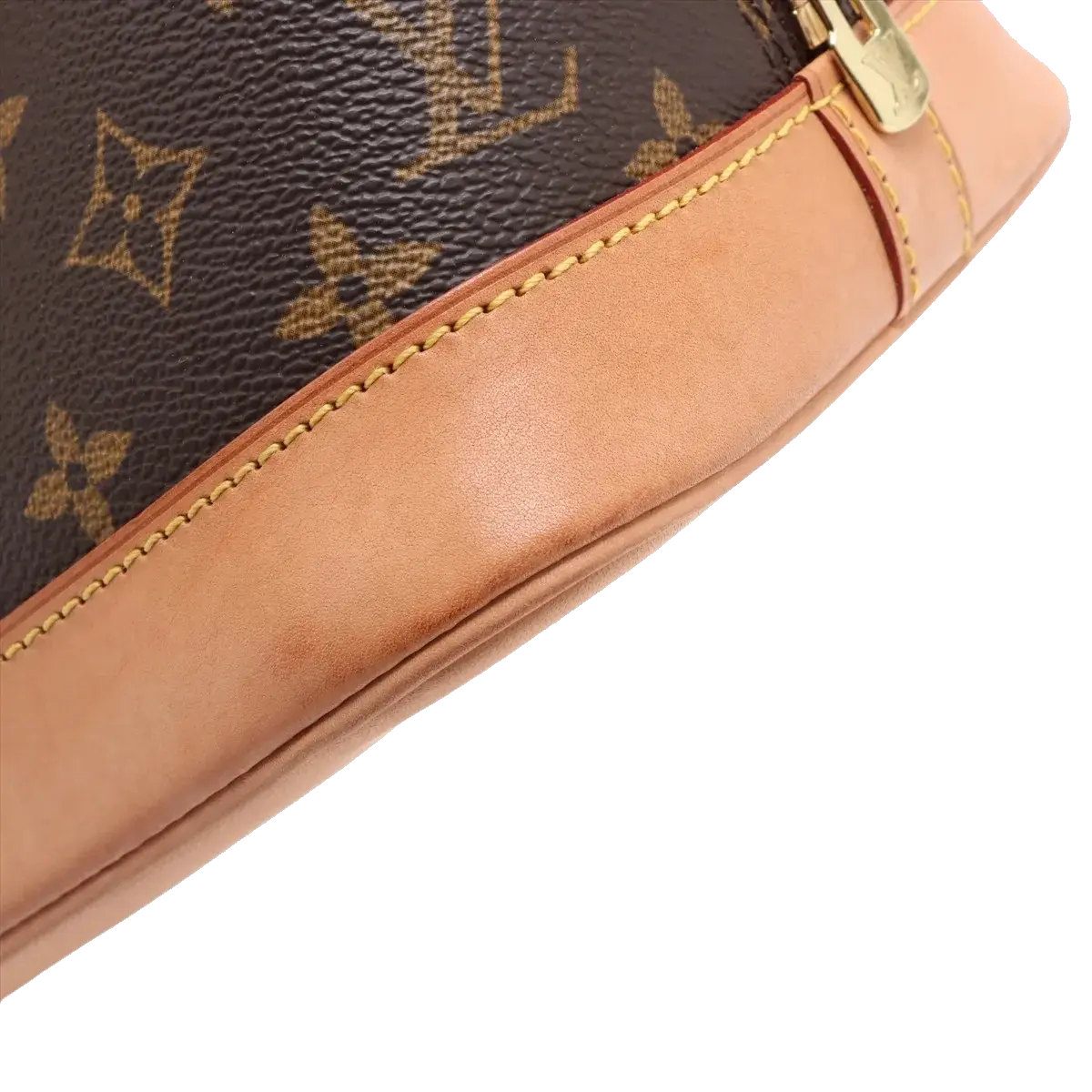 Pre-Loved Alma Handbag Monogram Coated Canvas PM with Gold Hardware, Brown