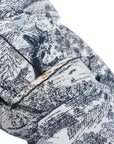 Pre-Loved DiorTravel Backpack Toile de Jouy Coated Canvas Medium with Black Hardware, White and Navy Blue