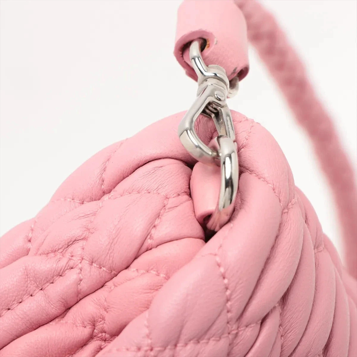 Pre-Loved Matelassé Crystal Cloquè Shoulder Bag Quilted Leather with Silver Hardware, Pink
