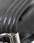 Pre-Loved Boy Shoulder Bag Chevron Leather Small with Silver Hardware, Black