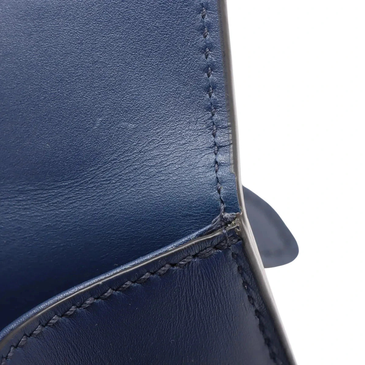 Pre-Loved Sylvie Shoulder Bag Leather Small with Gold Hardware, Navy Blue