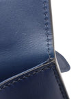 Pre-Loved Sylvie Shoulder Bag Leather Small with Gold Hardware, Navy Blue