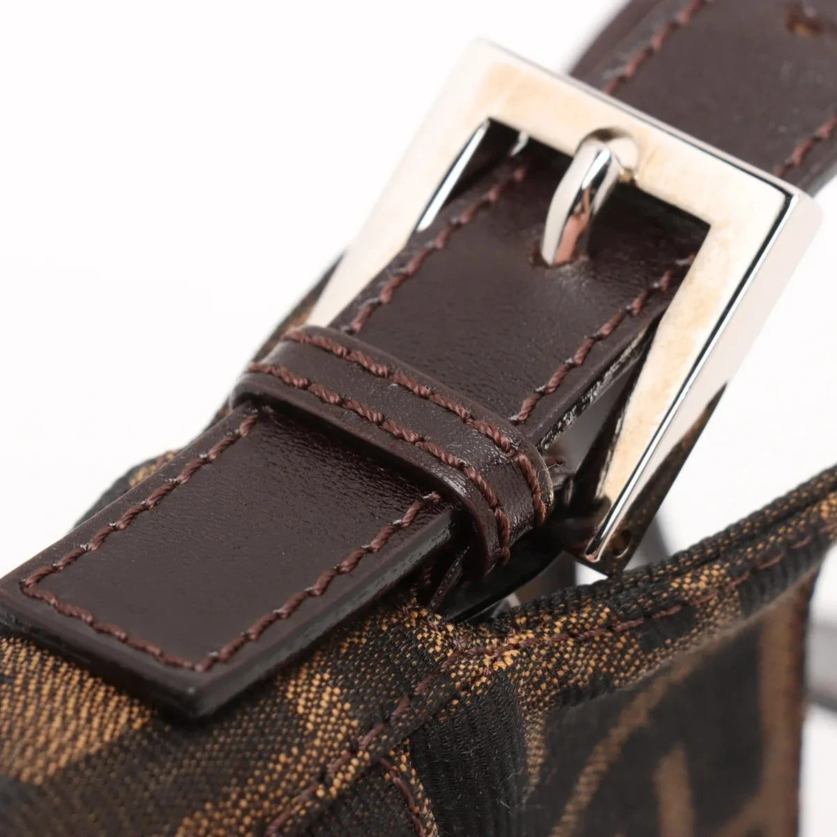 Pre-Loved Mamma Baguette Shoulder Bag Zucca Coated Canvas with Silver Hardware, Brown