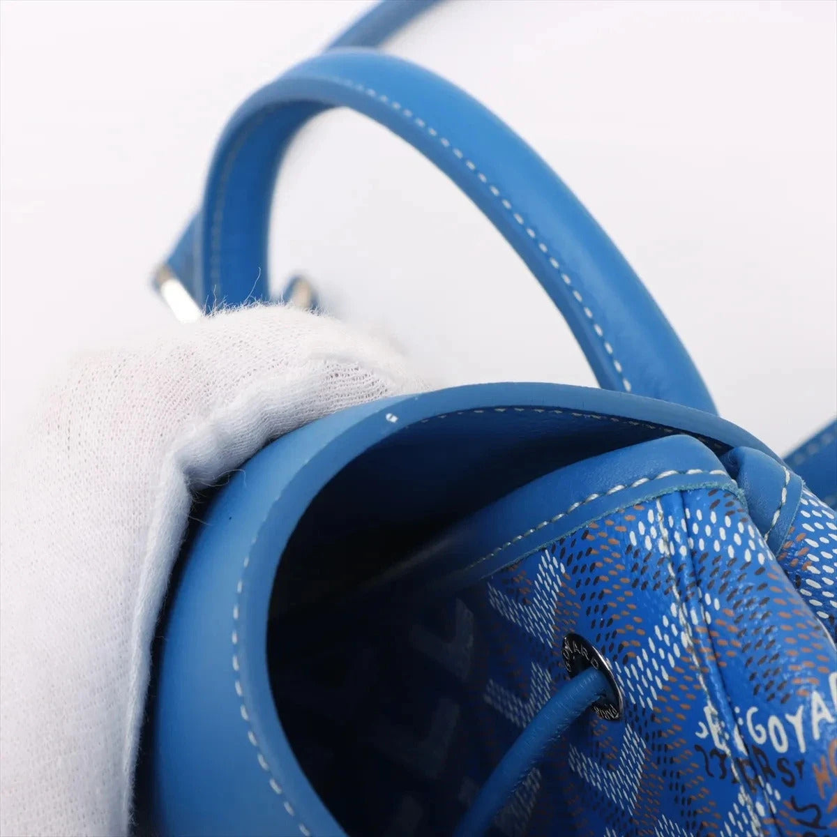Pre-Loved Alpin Mini Backpack Goyardine Coated Canvas Mini with Silver Hardware, Blue