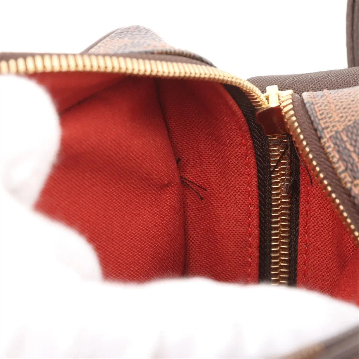 Pre-Loved Olav Crossbody Bag Damier Coated Canvas PM with Gold Hardware, Brown