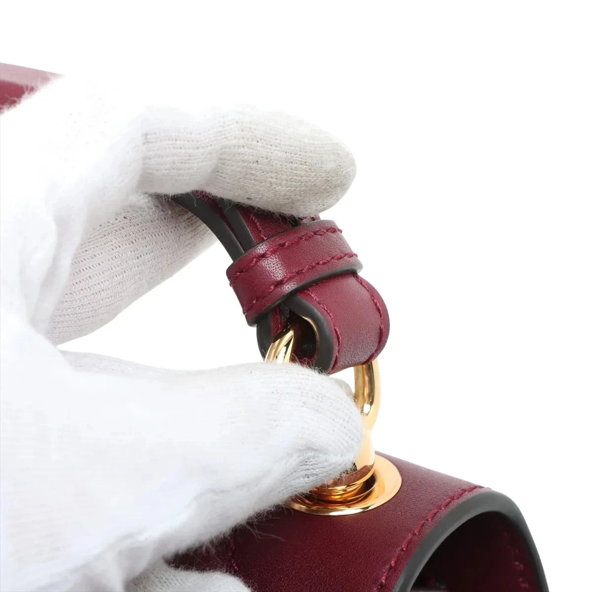 Pre-Loved Blondie Shoulder Bag Leather Mini with Gold Hardware, Burgundy