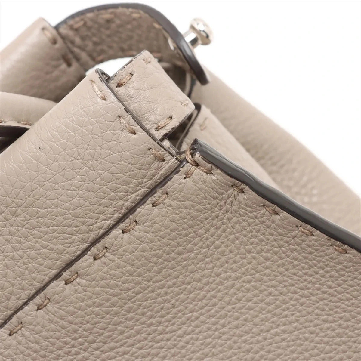 Pre-Loved Peekaboo Selleria Handbag Leather with Silver Hardware, Taupe