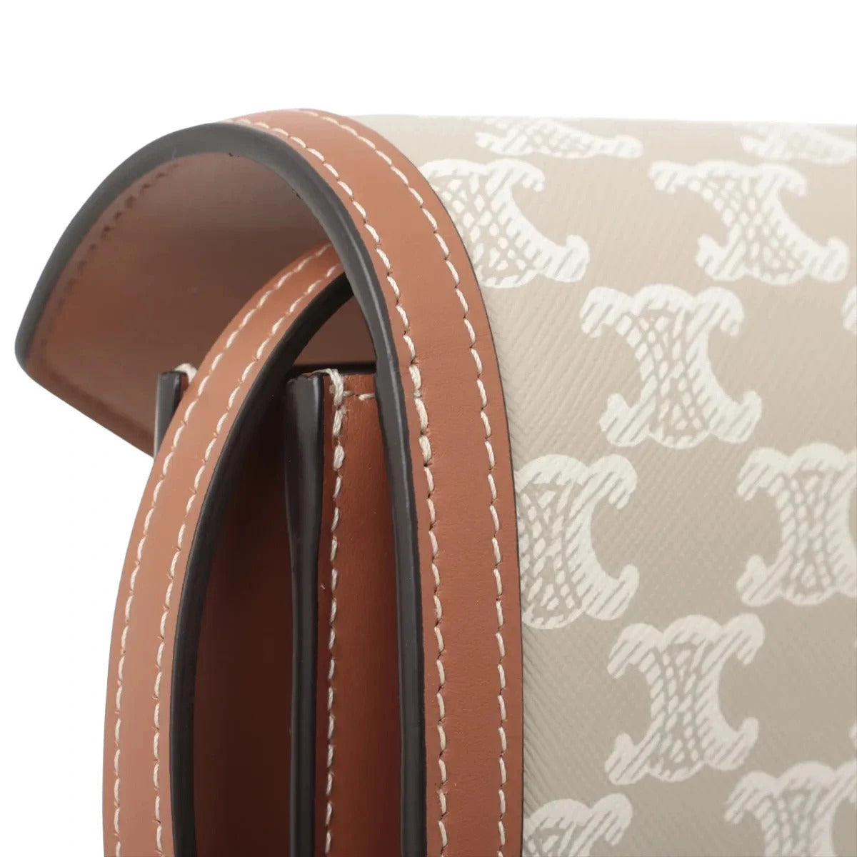 Pre-Loved Triomphe Wallet on Chain Crossbody Bag Triomphe Canvas with Gold Hardware, Beige and Tan