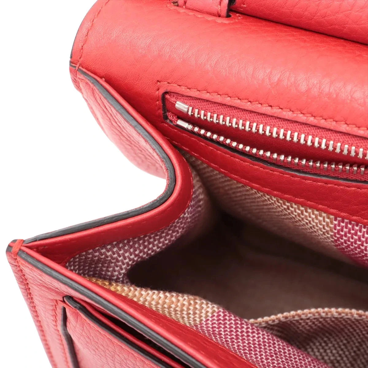 Pre-Loved Bamboo Daily Flap Crossbody Bag Leather with Silver Hardware, Red