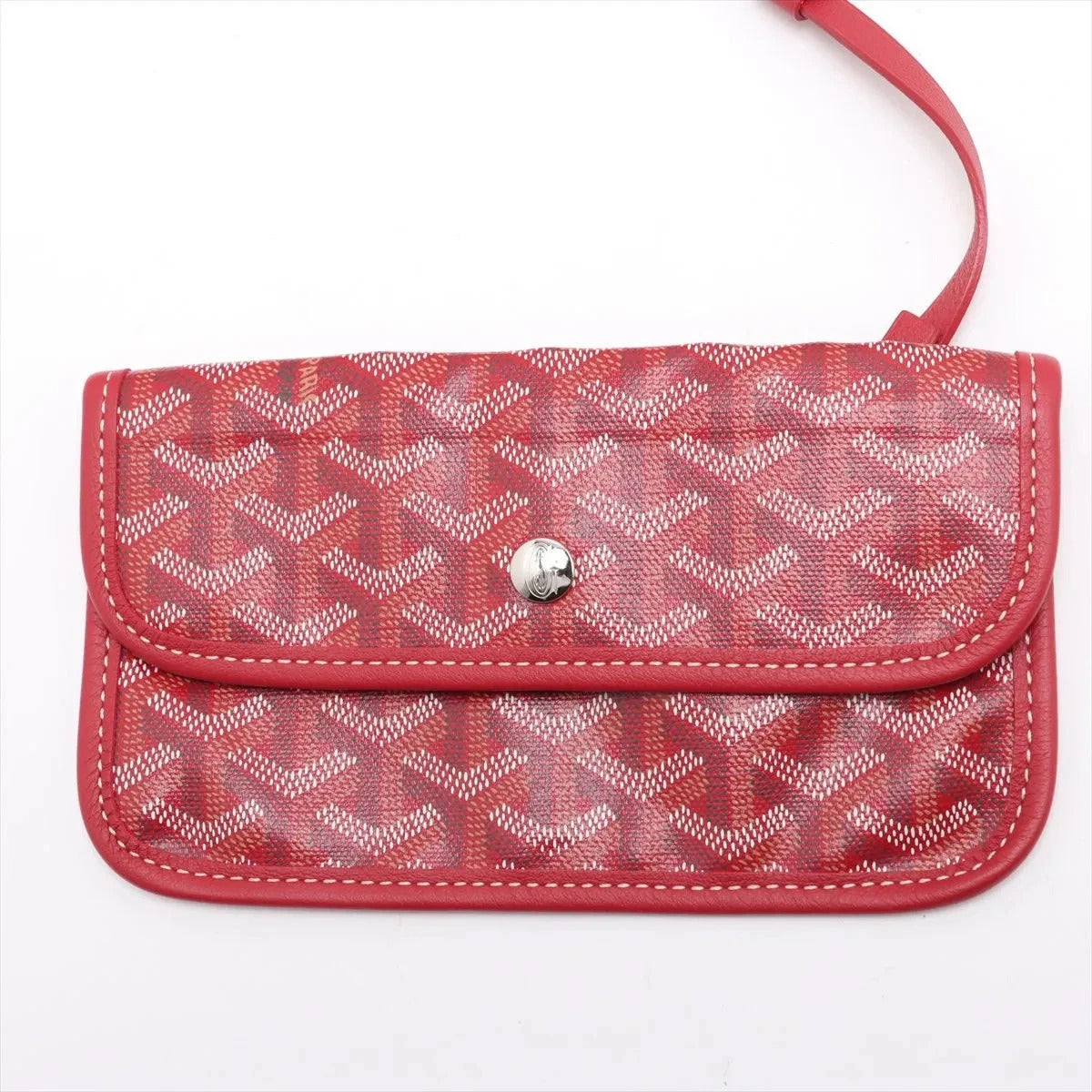 Pre-Loved Saint Louis Tote Chevron Coated Canvas GM with Gold Hardware, Red