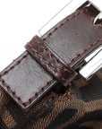 Pre-Loved Mamma Baguette Shoulder Bag Zucca Coated Canvas with Silver Hardware, Brown/Tobacco