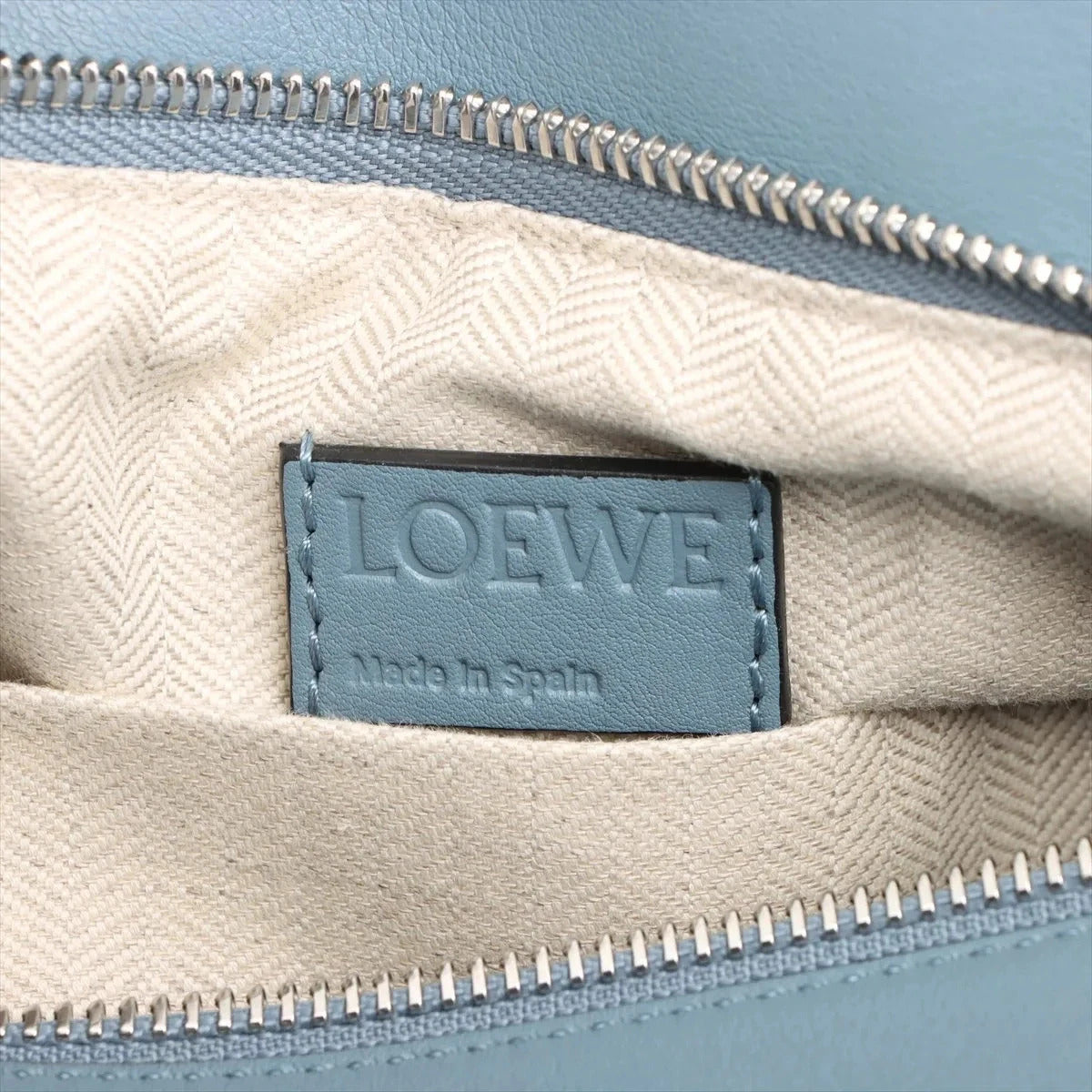Pre-Loved Puzzle Handbag Leather Medium with Silver Hardware, Light Blue