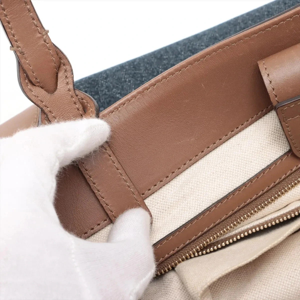 Pre-Loved Craft Tote Denim with Gold Hardware, Blue