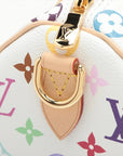 Pre-Loved Speedy Bandoulière Handbag Monogram Multicolore Coated Canvas 25 with Gold Hardware, White Multicolor