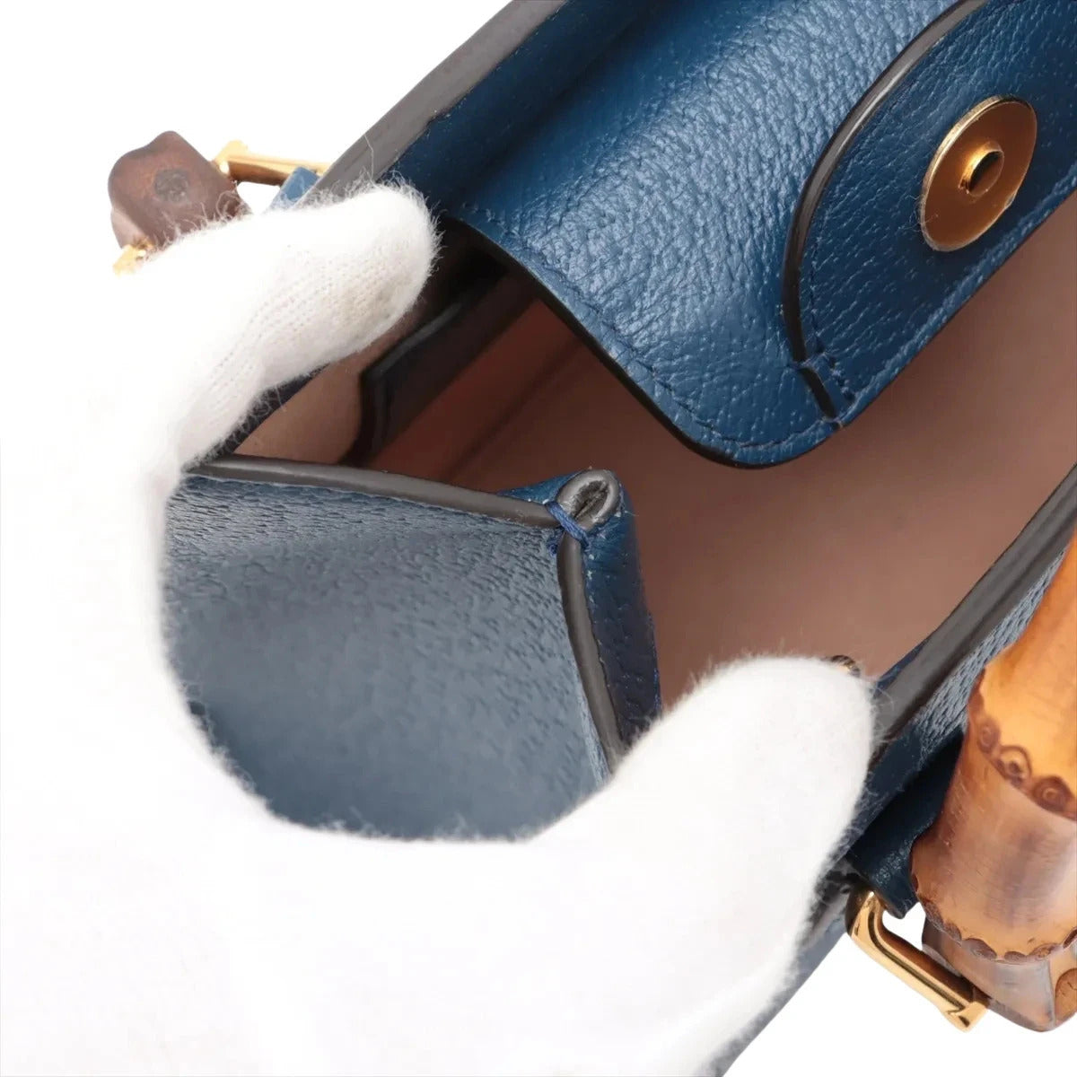 Pre-Loved Diana Bamboo Tote Leather Mini with Gold Hardware, Blue