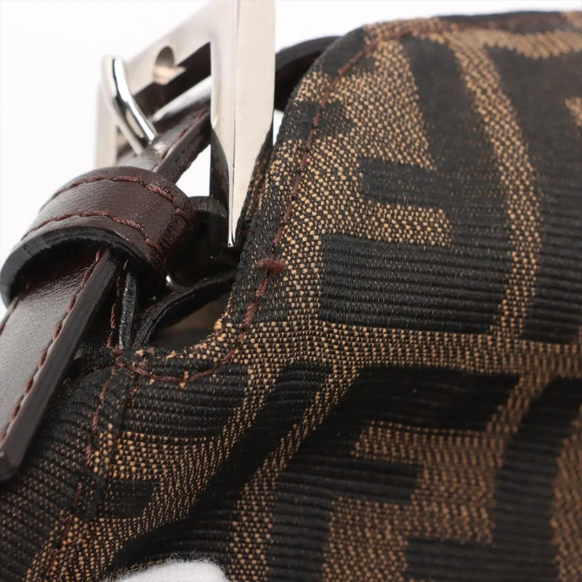Pre-Loved Mamma Baguette Shoulder Bag Zucca Coated Canvas with Silver Hardware, Brown