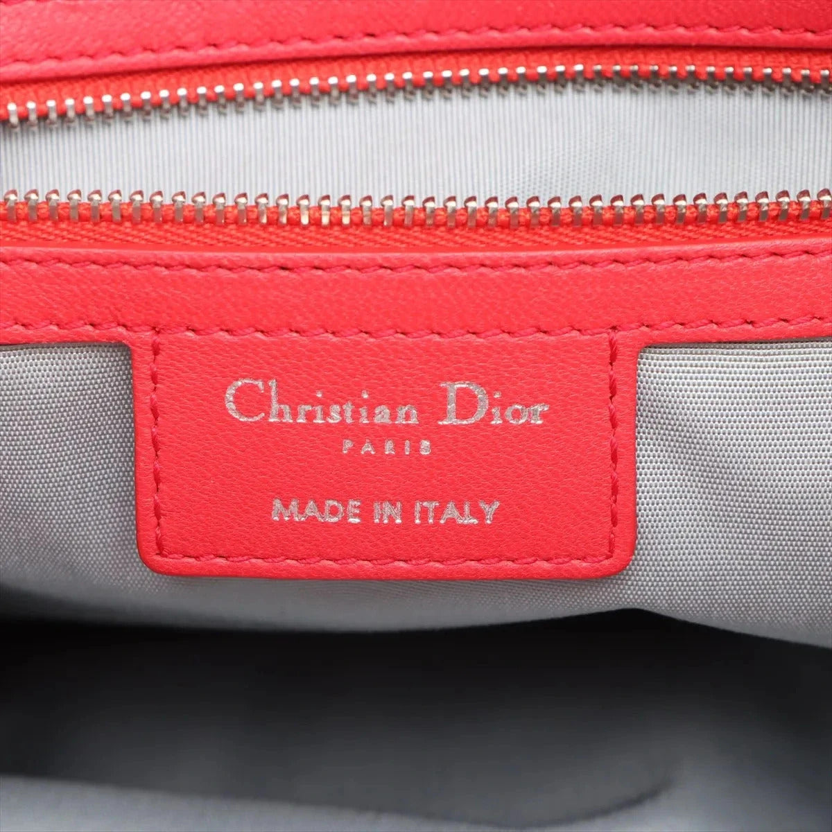 Pre-Loved Lady Dior Soft Shopping Tote Cannage Leather Large with Silver Hardware, Red