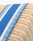 Pre-Loved Lady Dior Handbag Wicker Oblique Medium with Gold Hardware, Natural Beige and Blue