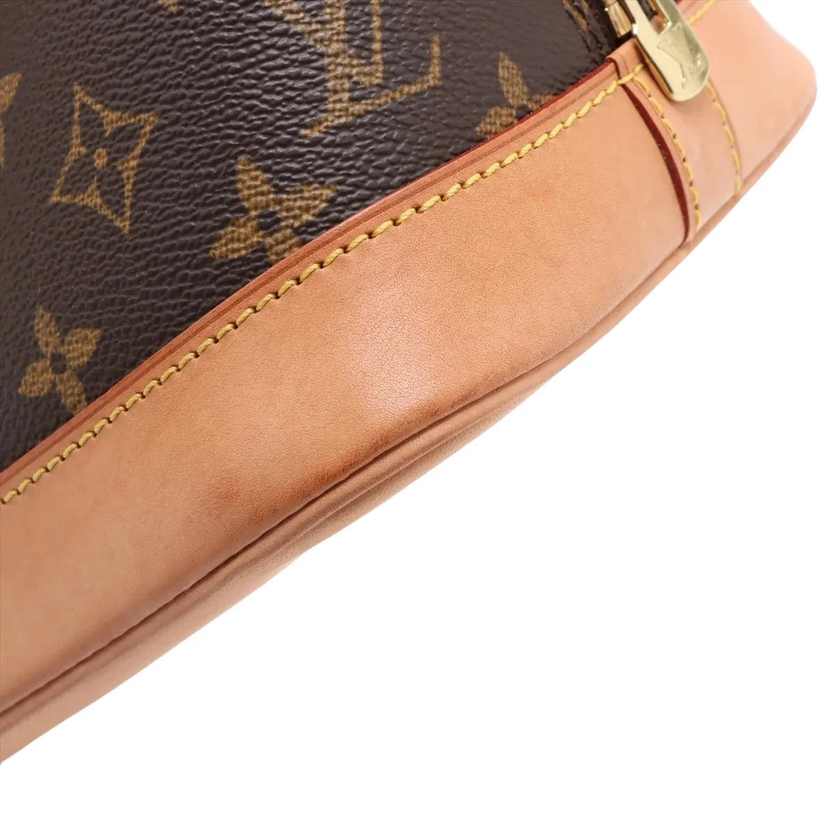 Pre-Loved Alma Handbag Monogram Coated Canvas PM with Gold Hardware, Brown