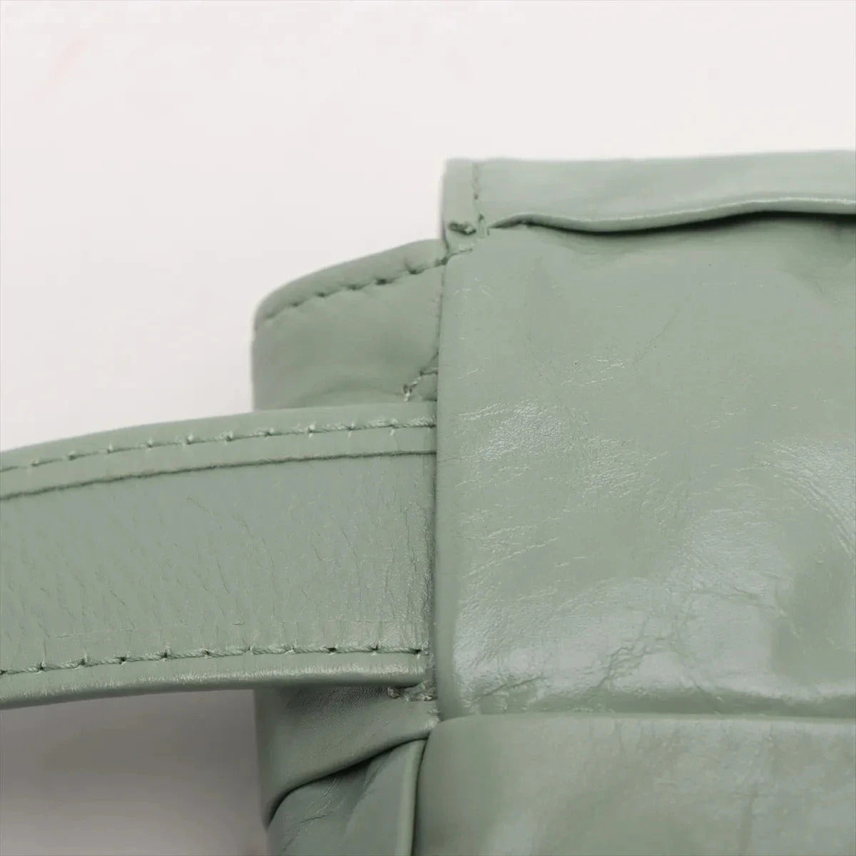 Pre-Loved Cassette Crossbody Bag Intrecciato Leather Mini with Silver Hardware, Sage Green