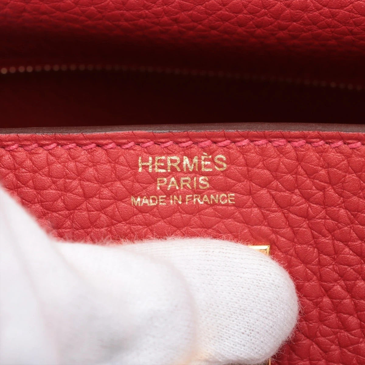 Pre-Loved Kelly Retourne Handbag Leather 32 with Gold Hardware, Red