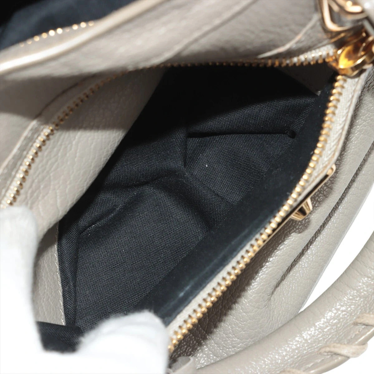 Pre-Loved Classic Metallic Edge City Handbag Leather with Gold Hardware, Gray