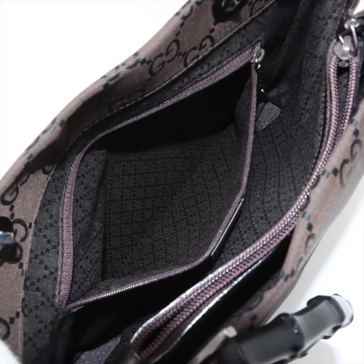 Pre-Loved Bamboo Tote Monogram Canvas with Silver Hardware, Brown