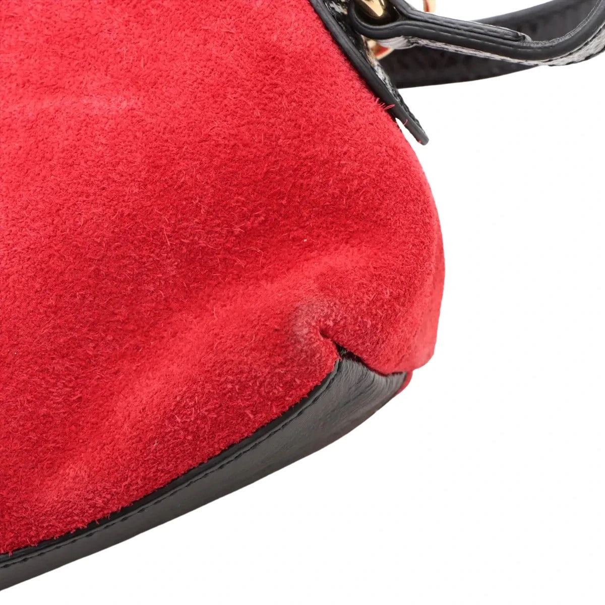 Pre-Loved Ophidia Crossbody Bag Suede Small with Gold Hardware, Red